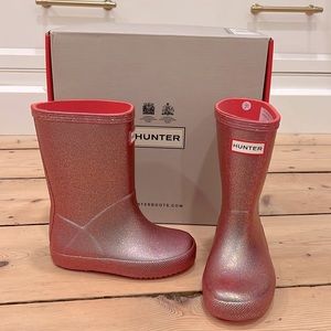 New Glitter pink Toddler Hunter Rainboots size 8 boot